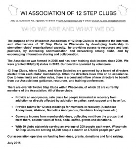 WI 12 Step Clubs - Who We Are
